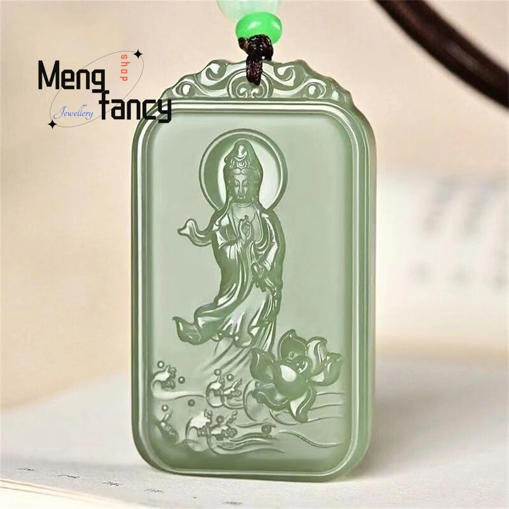 

Natural Hetian Jade Lotus Goddess of Mercy Maitreya Buddha Pendant Exquisite Elegant High-grade Buddhist Amulets Fashion Jewelry