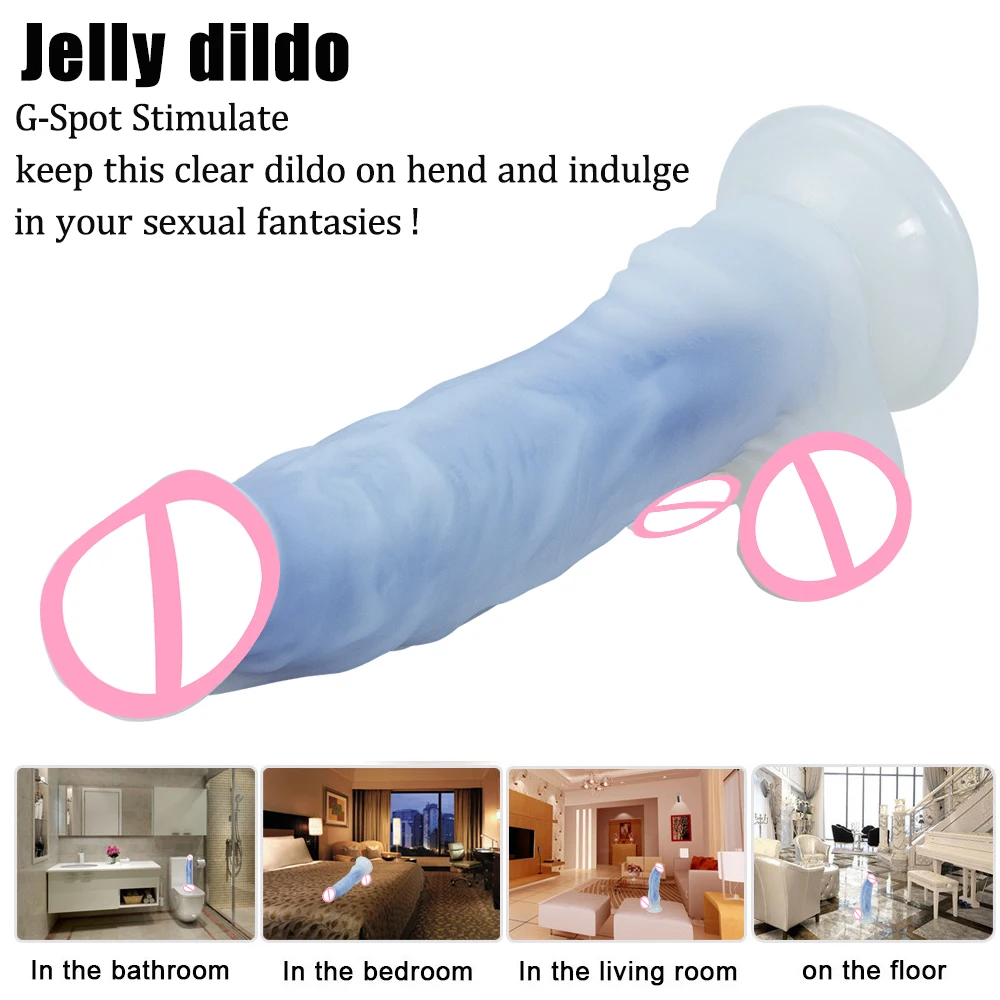 Realistic Penis Sex Toy Luminous Light Dildo Liquid Silicone Anal Clit Vagina Stimulation Adult Masturbation Strong Suction Cup