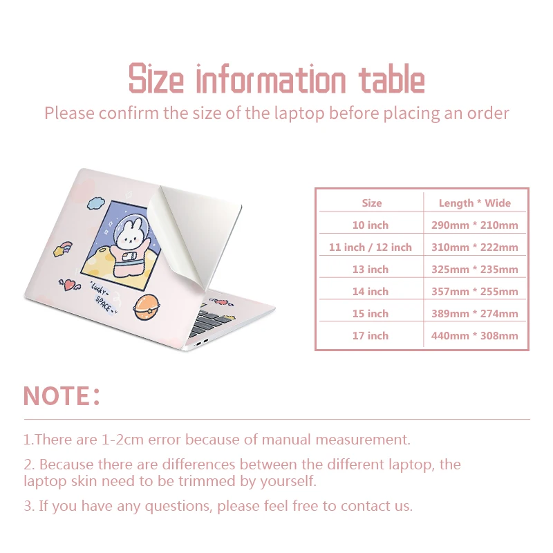 Universal Cartoon Laptop Cover Stickers Skins Vinyl Skin DIY Decorate Decal Sticker13.3"15.6"17"for Macbook/Lenovo/Asus/Hp/Acer