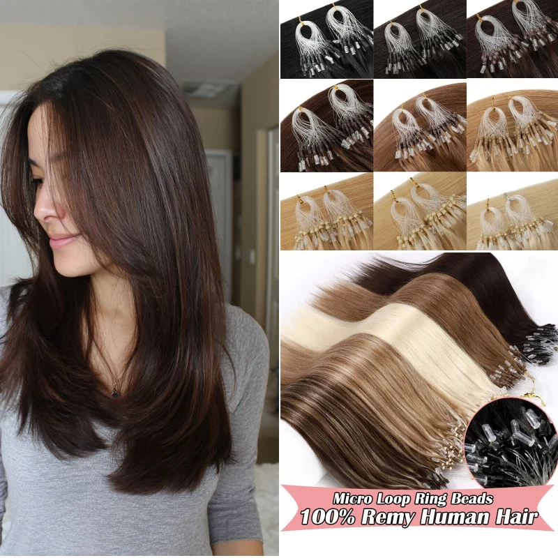 100-human-hair-micro-loop-extensions-100-strands-18inch-4-p27-613-add-length-for-office-professional-style-factory-dropship