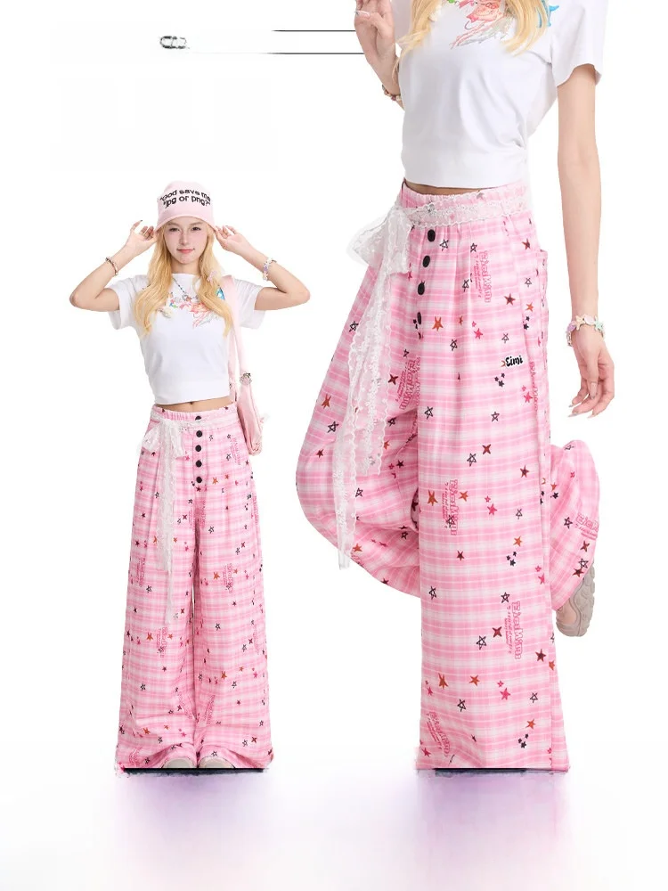 NERESUM Women's Casual Pants Summer Lightweight Wide Leg Pocket Detail Straight Cut Polyester Blend Comfortable Fit