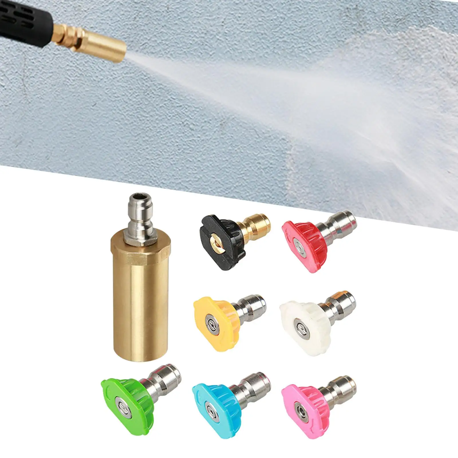 

Brass High Pressure Washer Nozzle with 7 Spray Nozzle Tips Kit 1/4 inch