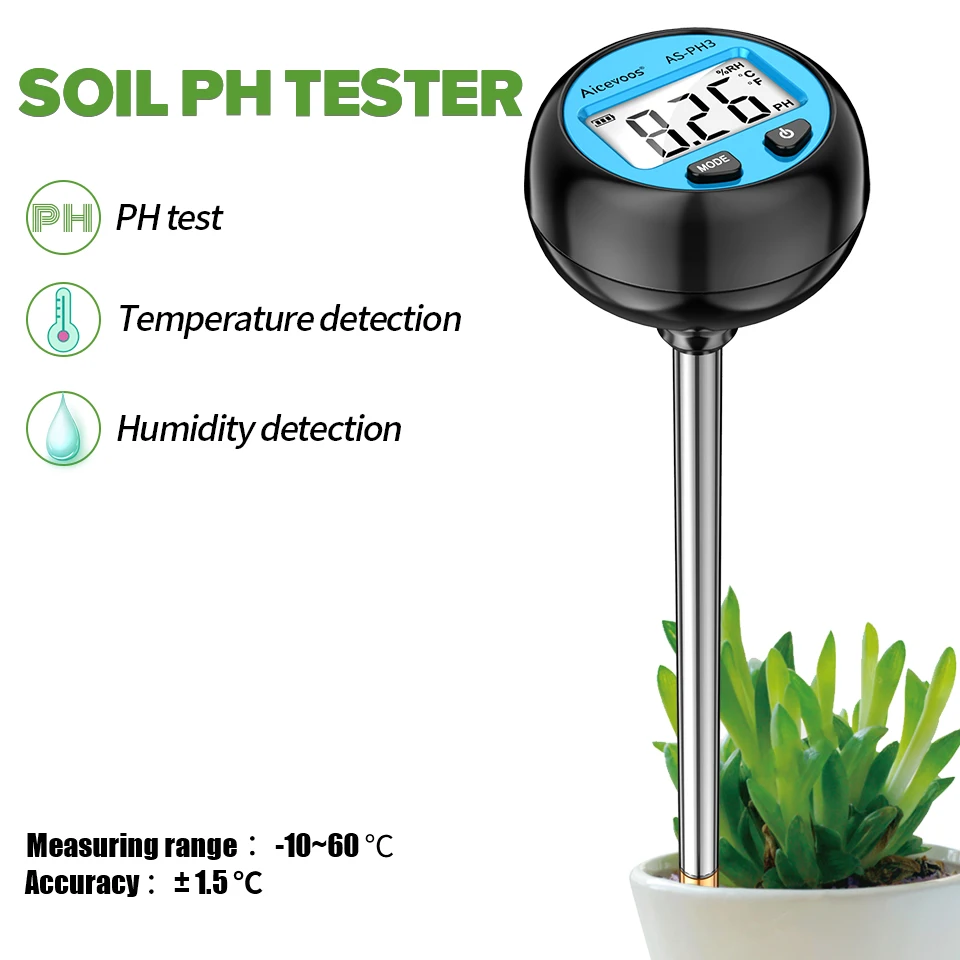 

Aicevoos Digital 3 in 1 Soil Ph Meter Temperature Moisture Monitor Ph Acidity Tester Gardening Farming Soil