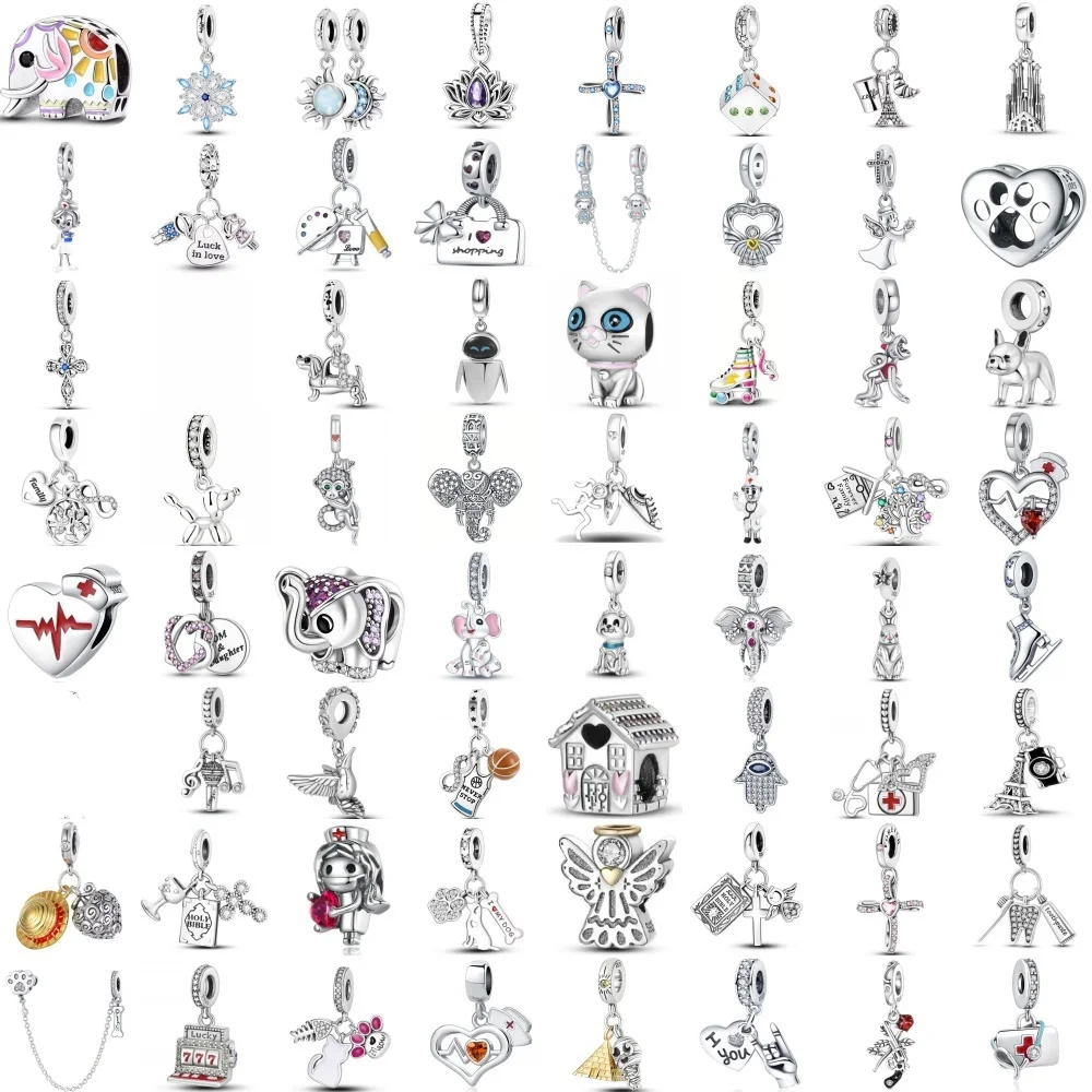 NEW European Hot Selling 925 Silver,Cross,Bird,Doctor Nurse,Elephant,Shoes,Bead Pendant, Original Bracelet DIY Exquisite Jewelry