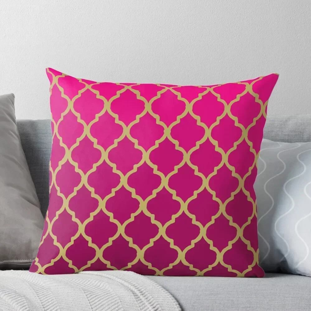 

Moroccan Pattern - Pink & Gold Throw Pillow christmas cushions covers Marble Cushion Cover autumn pillowcase pillow