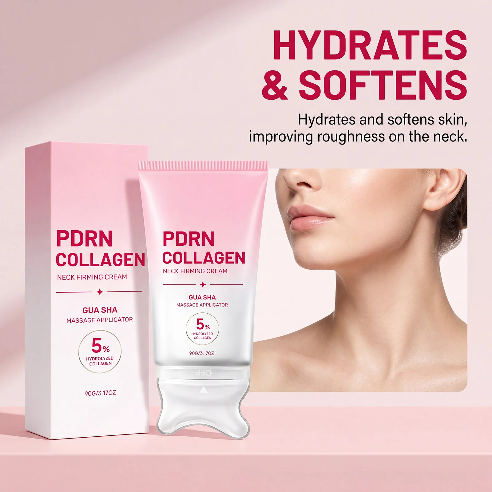 PDRN Collagen Neck Cream Lifting Firming Jawline Cream Anti Wrinkle Reduce Sagging Double Chin Sculpting Contour Moisturizer 90g