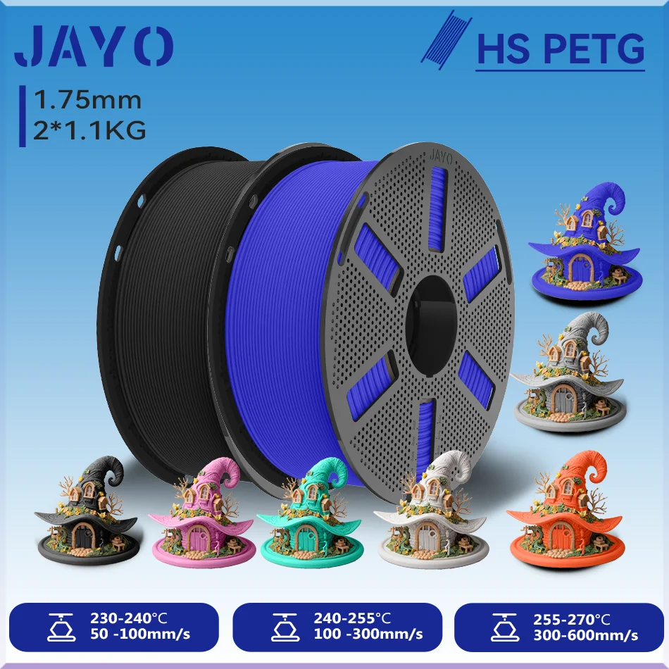 JAYO 2 Rollen Hochgeschwindigkeits-Matt-PETG 3D-Drucker-Filament, Hochfließend 50-600mm/s, Matt-Effekt PETG 3D-Druckmaterial für 3D-Drucker & -Stifte – Detail 3