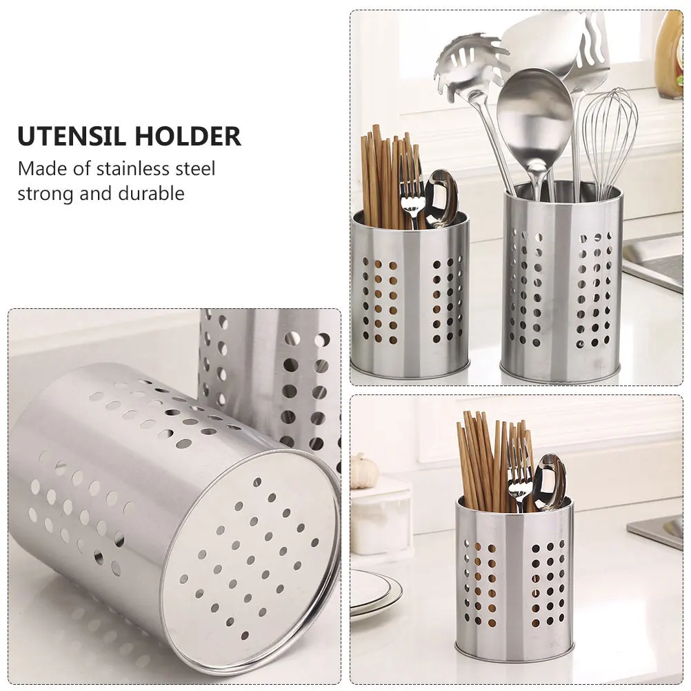 

2 Pcs Stainless Steel Chopstick Holder Drying Rack Tableware ganizer Silver Waterproof Rustproof Kitchen Accessories