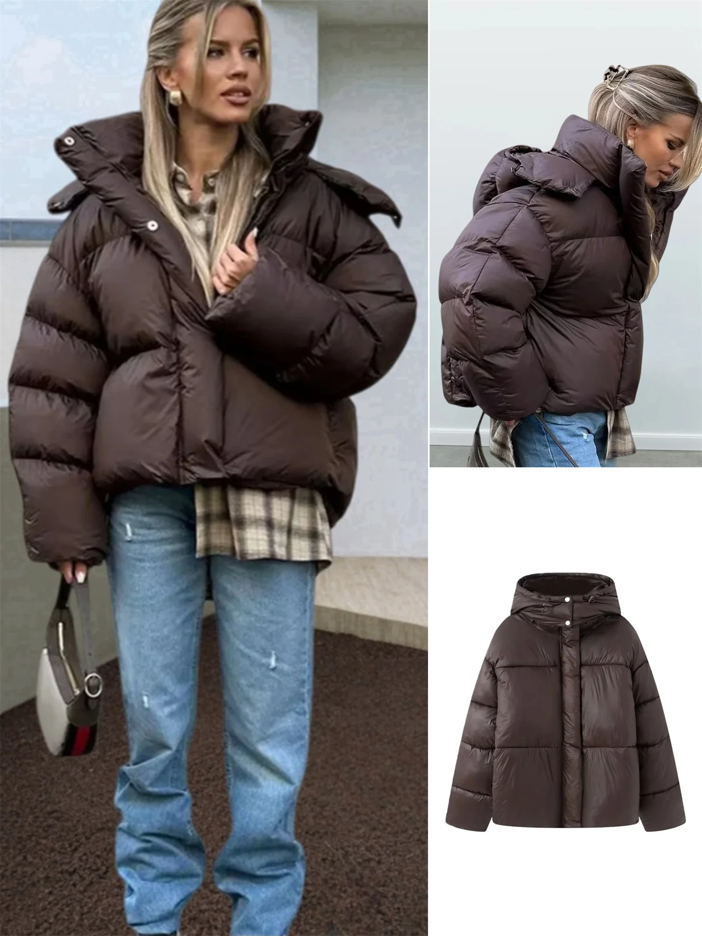 

Зимнее хлопковое пальто Thiened, женское повседневное модное теплое пуховое пальто с капюшоном и воротником-стойкой, длинное цветное пальто на молнии све