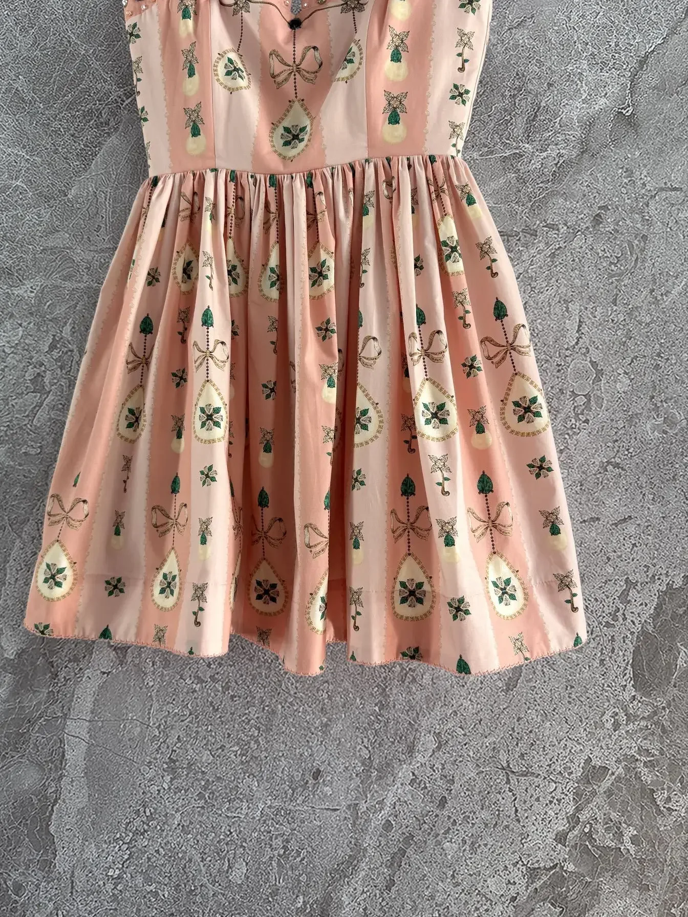 Retro Print Dames Roze Tankjurk 2023 Nieuwe Diamanten Kralen Vierkante Kraag Mouwloos Hoge Taille Elegante Vrouwelijke Mini Gewaad