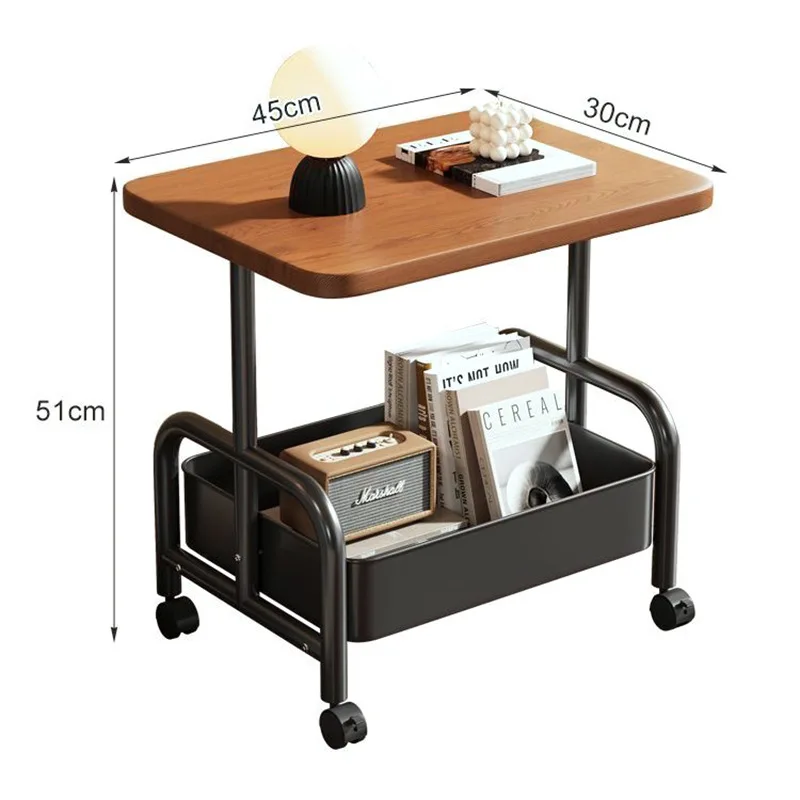 Mobile coffee table storage rack, bedroom living room small table, living room sofa side table, bedroom storage bedside table image 4