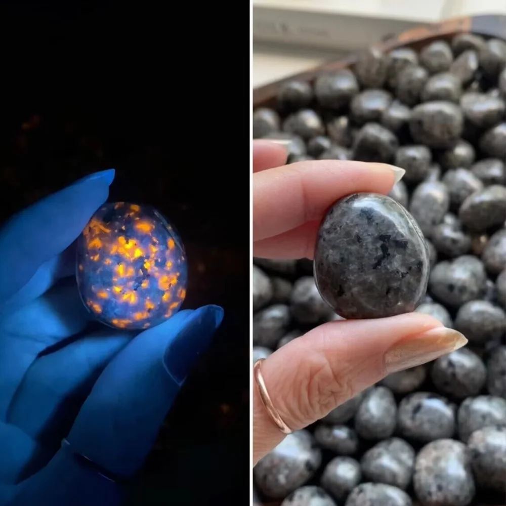 1Pc Natural Yooperlite Tumbled Stone UV Glowing Rock Flashing Flame Under Ultravioletfor for Collectibles Garden Home Decoration