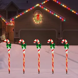 5pcs Christmas Crutches Solar Christmas Lights Outdoor Candy Canes Lights Waterproof Garden Decorations Pathway Lights Yard 900