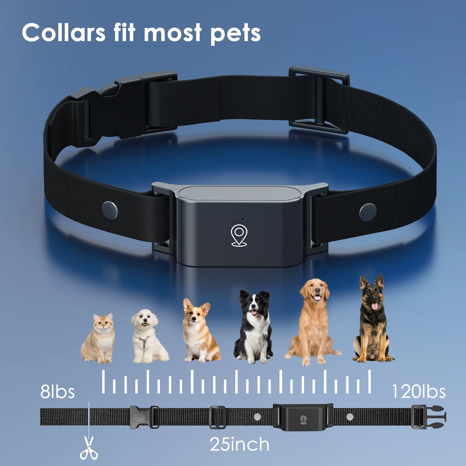 Waterproof 4G SIM GPS Locator Long Standby Anti-loss Tracker Neck Collar Real Time Positioning for Dogs