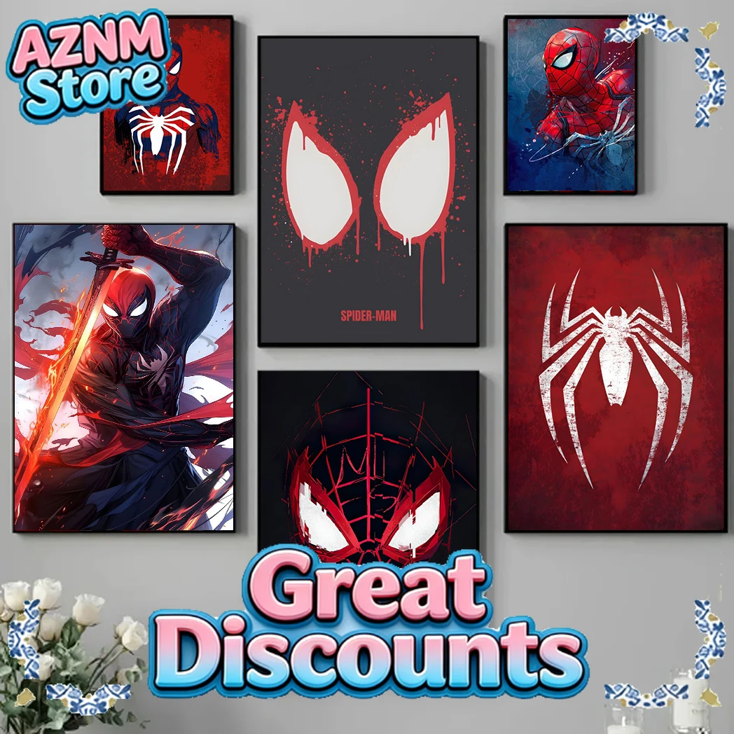 Marvel Cartoon Wall Art Poster Superhero Spider-Man Canvas Painting Living Room Interior Home Decor Wallpaper Poster Gift