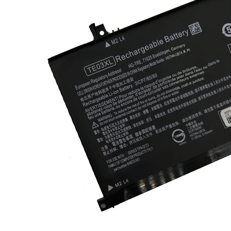 CP Laptop Battery TE03XL 61.6Wh For OMEN 15 TPN-Q173 HSTNN-UB7A 15-bc011TX 15-bc012TX 15-bc013TX 15-bc014TX 15-bc015TX AX017TX