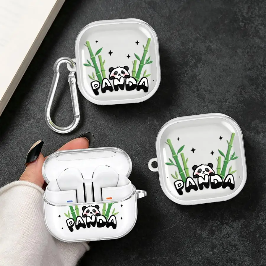 Clear Earphone Cases Cover With Hook Case For Redmi Buds 8Active 5 7 6Active 8 Lite 6 Pro Cartoon Red Panda