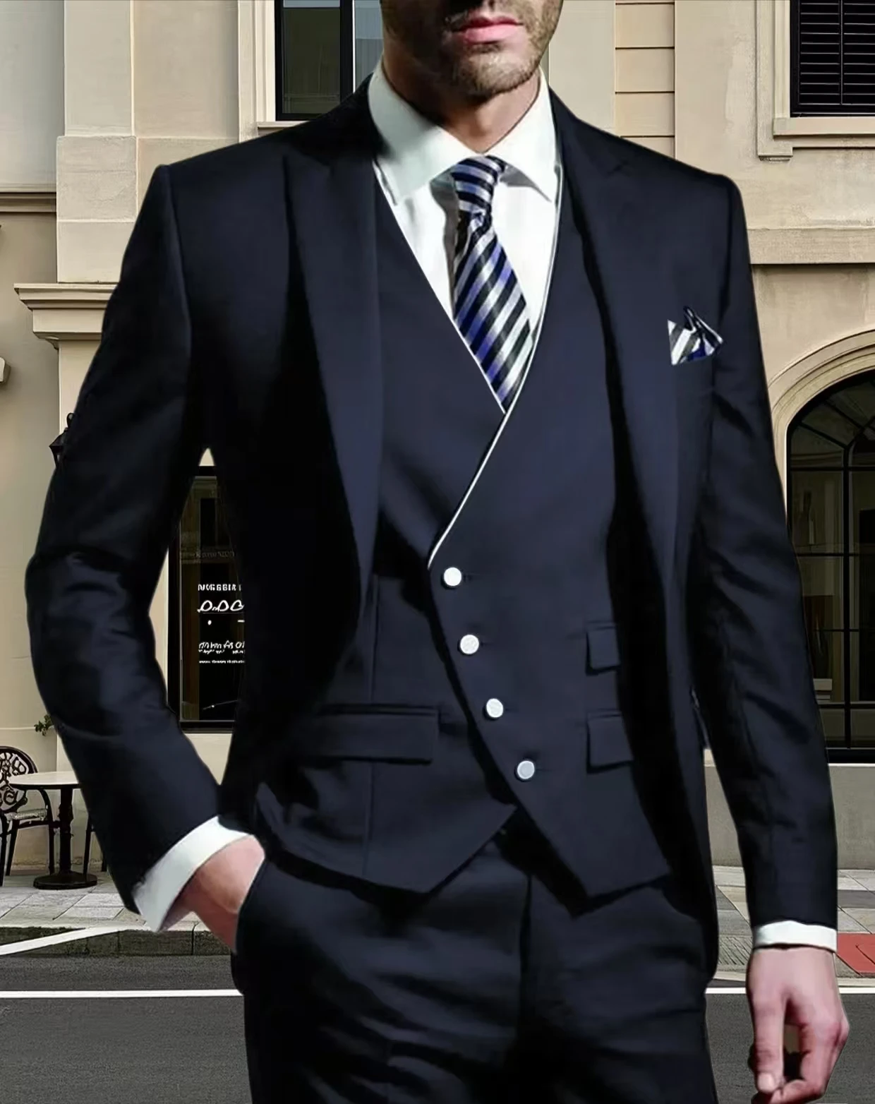 بدلات زفاف بيضاء بقصة ضيقة للرجال، بدلات رسمية ذات طية صدر السترة، ملابس كاجوال، ملابس العريس، طراز جديد، 3 قطع