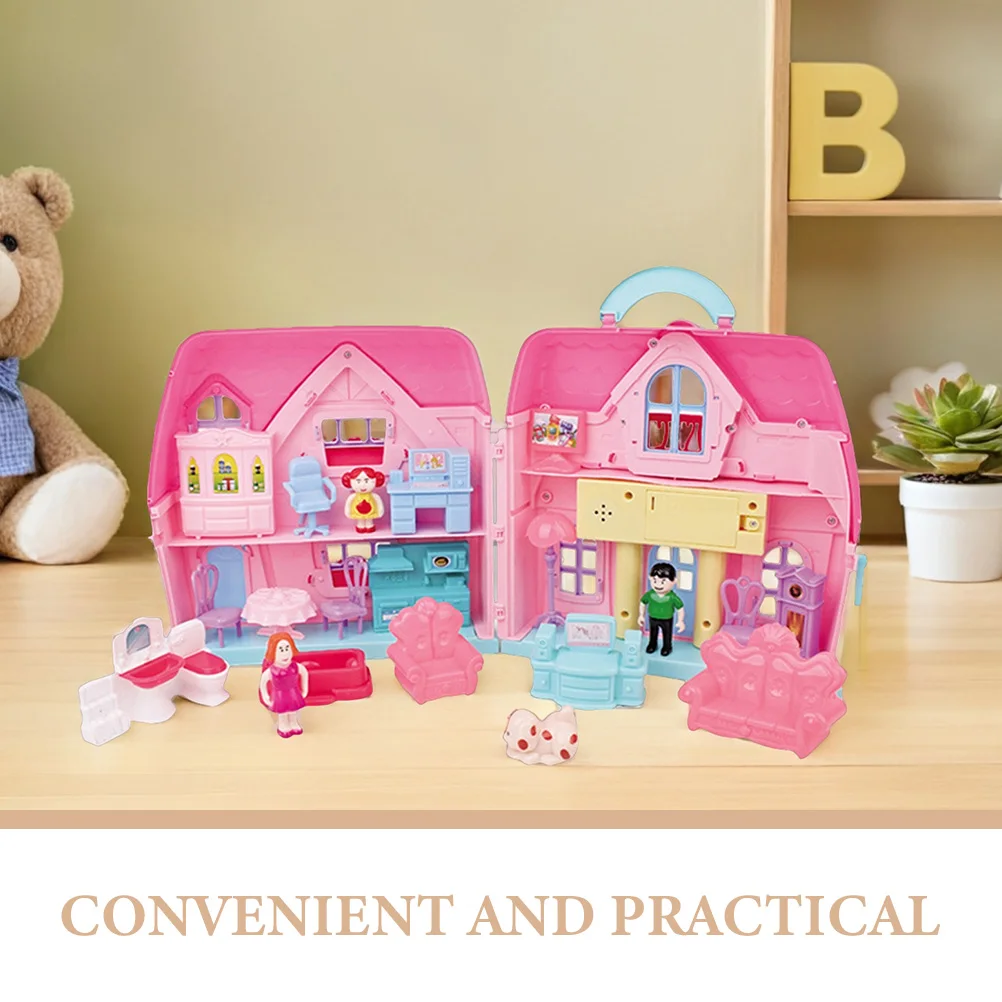 Kit de maison en plastique fantaisie pour enfants, 1 ensemble, Villa à deux étages avec meubles complets, jeu de rôle