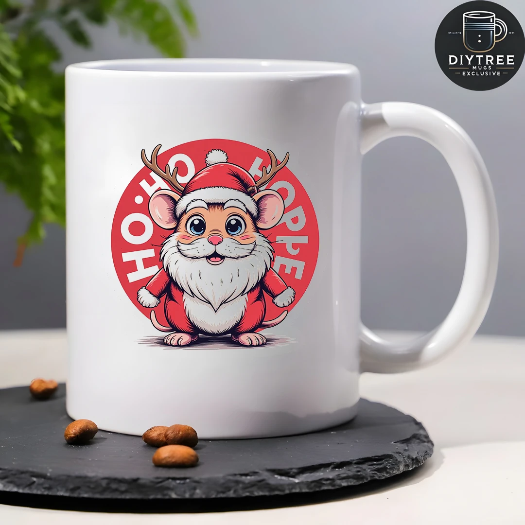 11온스 만화 산타클로스 쥐 머그컵 + 어린이 컵 + 가족 사무실 크리스마스 선물 창의적인 커피 머그컵