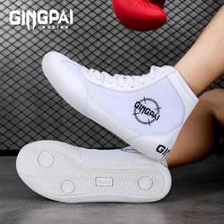 GINGPAI Wrestling Shoes Professional Boxing Shoes Men's Training Shoes Tendon Bottom Artificial Leather Sports Shoes Breathable