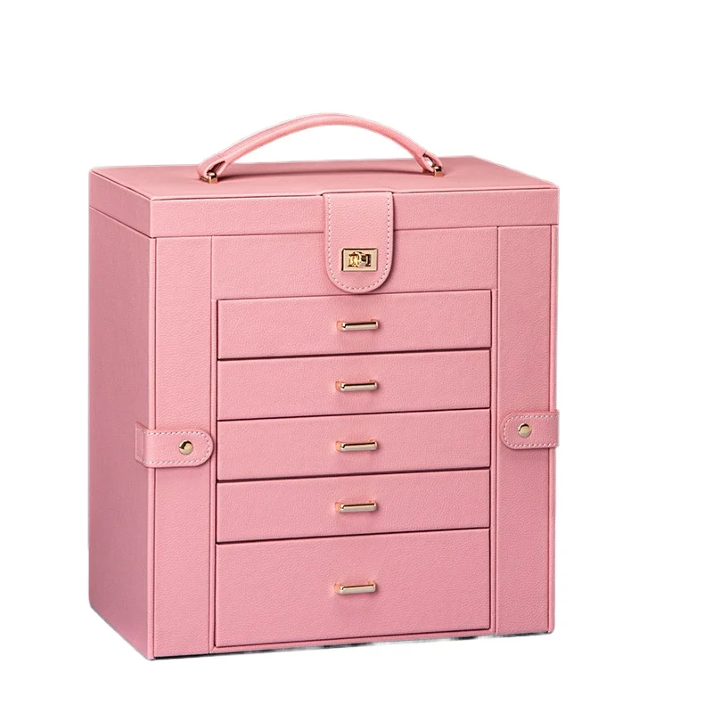 Jewelry storage box multi-layer portable stud earrings rings jewelry jewelry box necklace multi-layer view 2
