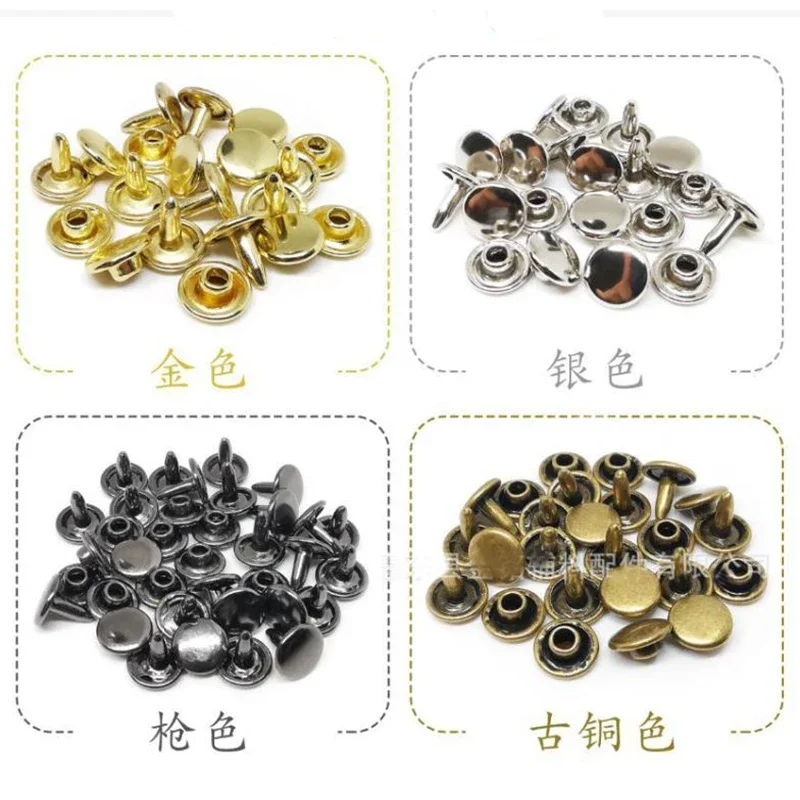 6mm 7mm 8mm 9mm 10mm 12mm Double Cap Rivet Studs Metal Round Nailhead Spike for Repair Belt Shoes Bag Clothing Leathercraft DIY