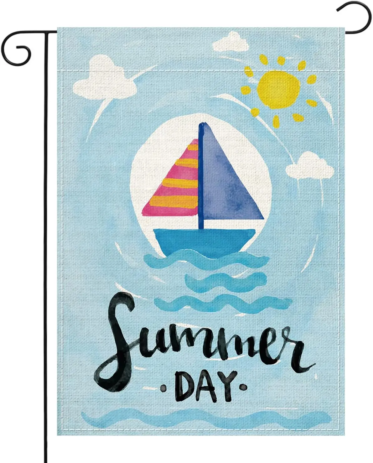 Summer Garden Flag 12x18 Vertical Double Sided, Seagoing Sailboats Flag Burlap Seasonal Decorative Outdoor Flag for Outside Outd