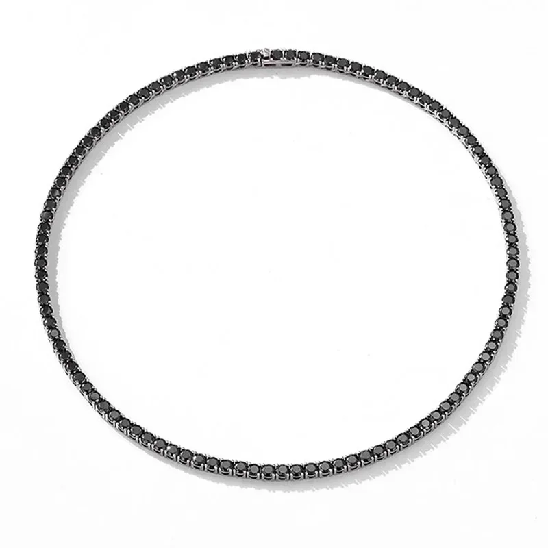 FCGJHW 3/4/5mm Black Moissanite Tennis Necklace for Women Men D VVS1 Round Cut S925 Sterling Silver Dainty Jewelry Chain 2026