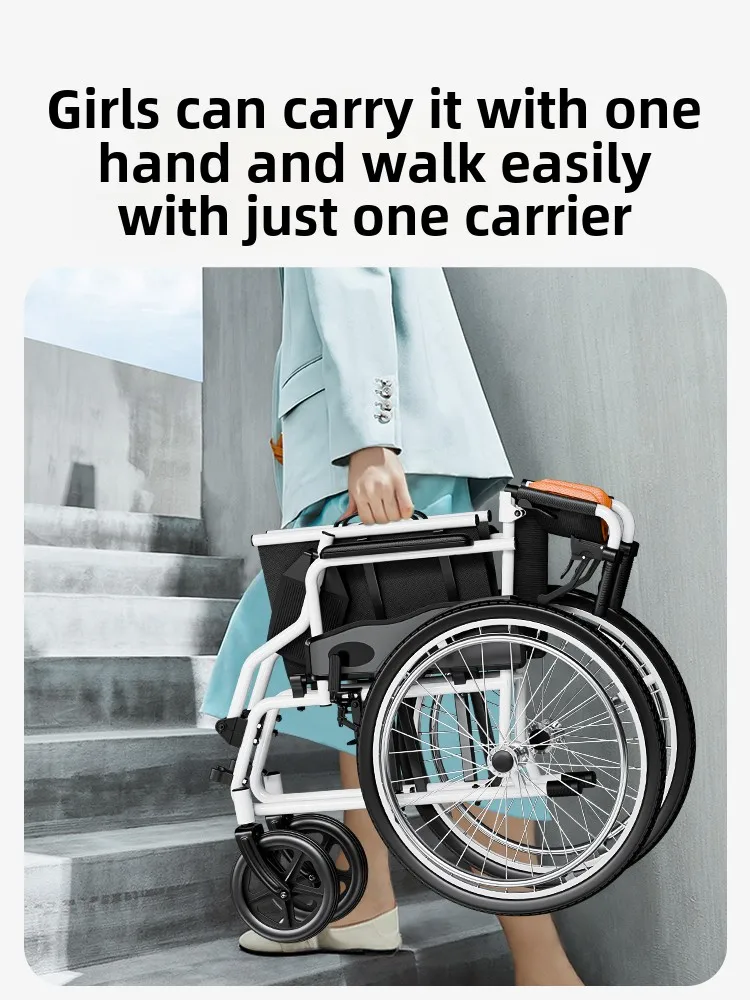 Compact Foldable Manual Travel Wheelchair