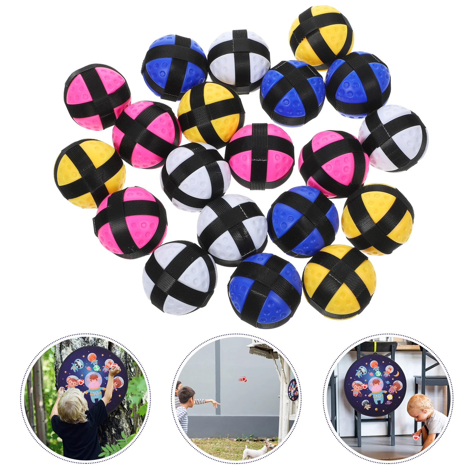 20 Uds. Bola de gancho y bucle para niños, bolas adhesivas, tablero de ajedrez, divertidos recuerdos de fiesta, accesorios de juego, juguete para atrapar