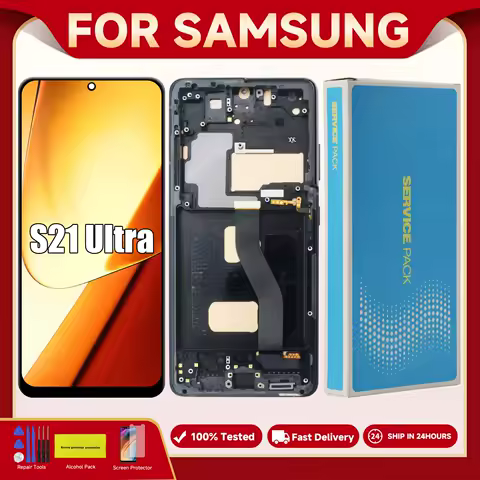 TFT Screen for Samsung Galaxy S21 Ultra 5G G998B G998B/DS Lcd Display Digital Touch Screen with Frame for Samsung S21 Ultra