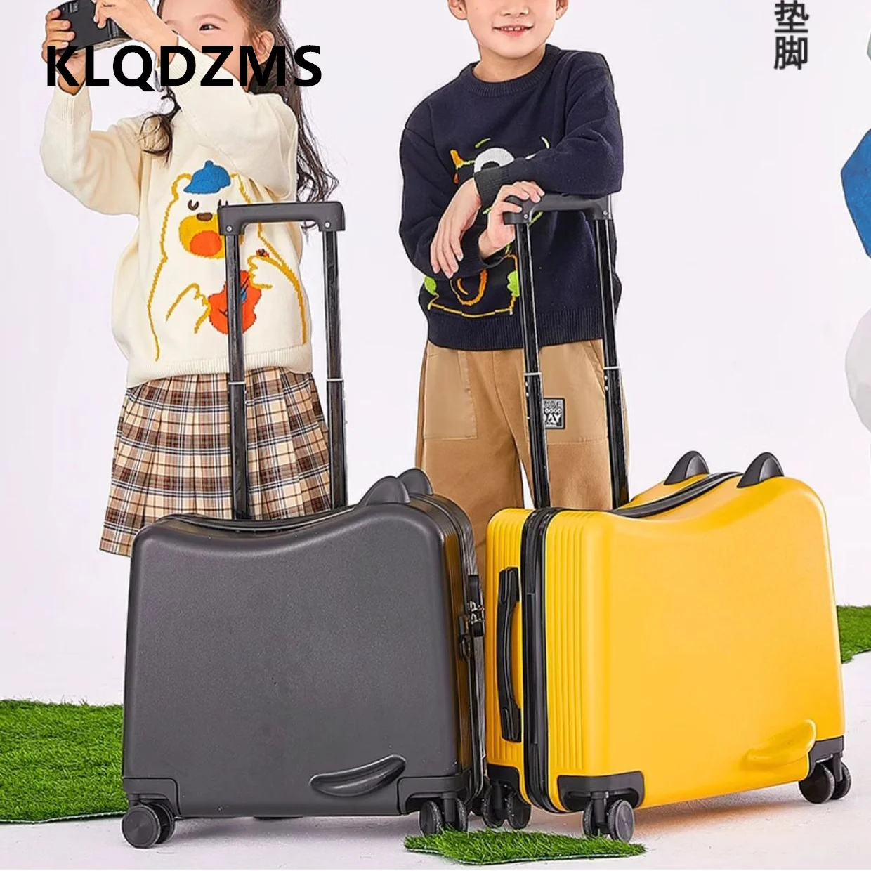 KLQDZMS High-quality Suitcase Can Sit and Ride Boarding Box Children Trolley Case Small Password Universal Wheel Luggage
