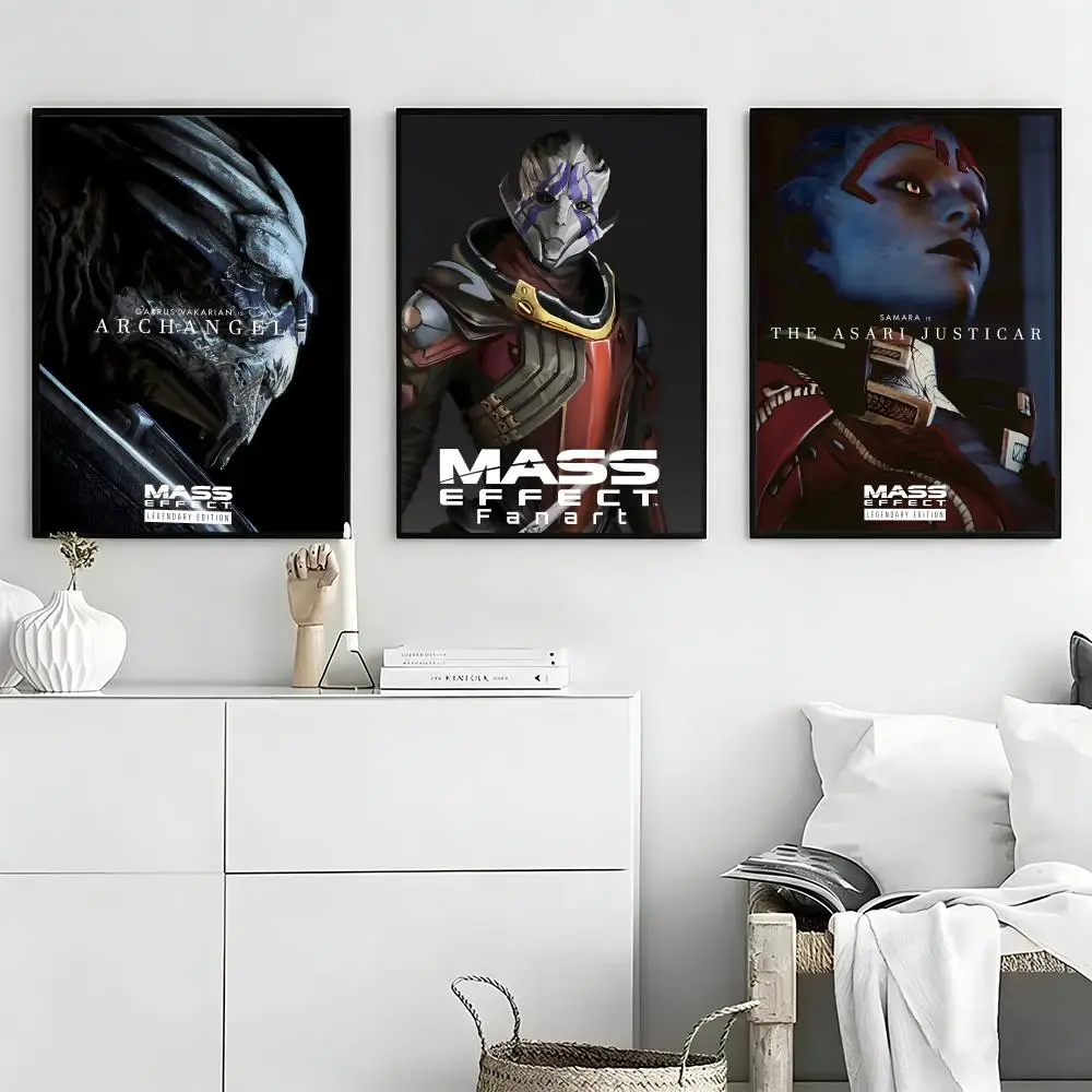 Game Mass Effect Poster Self-adhesive Art Waterproof Paper Sticker Coffee House Bar Room Wall Decor