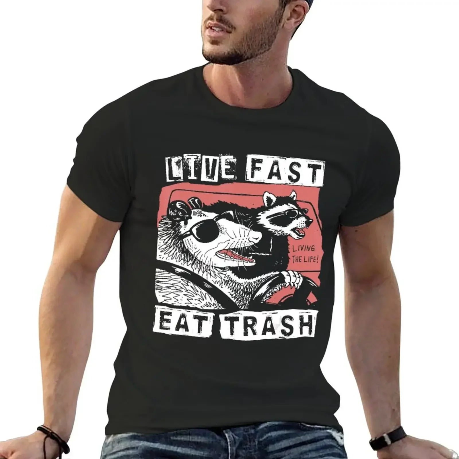 Possum Raccoon Live Fast Eat Trash Street Cats Squad T-Shirt basketball graphic tees designer shirts men graphic t shirts