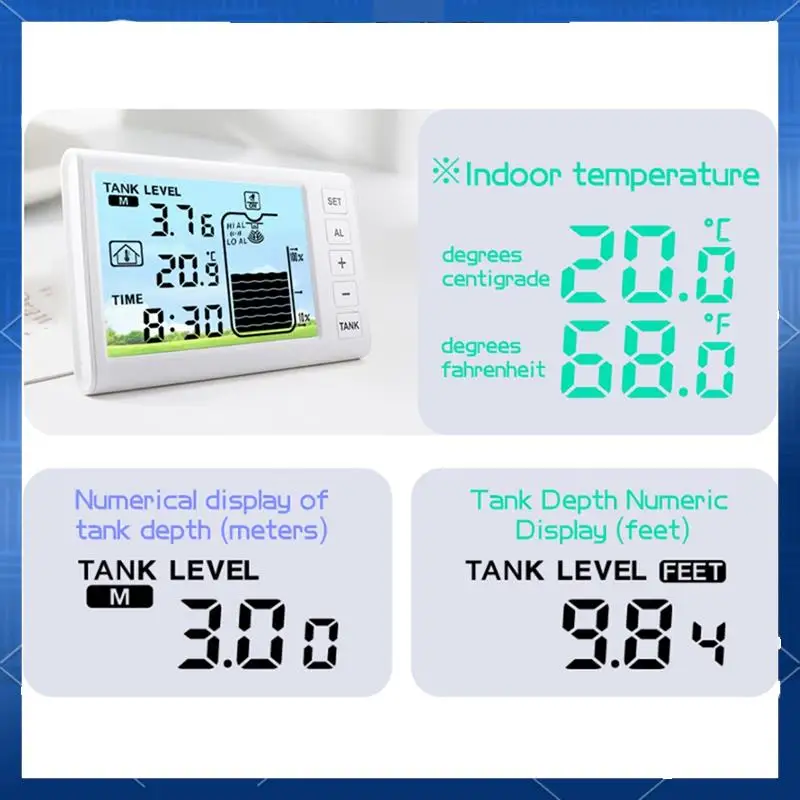

Ultrasonic Level Sensor, Water Liquid Depth Level Meter Sensor Liquid Level Sensor With Temperature Display LED Display
