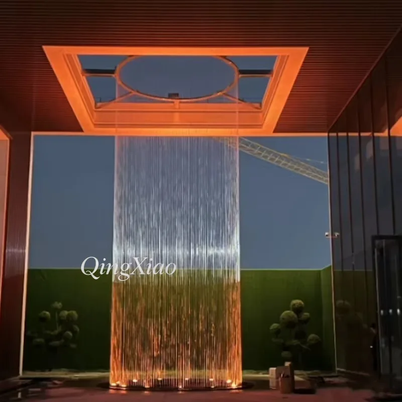 Custom Man‑made Waterfall Curtain Large Commercial Complex Indoor Outdoor Landscape Feature Public Venue Project Ornament