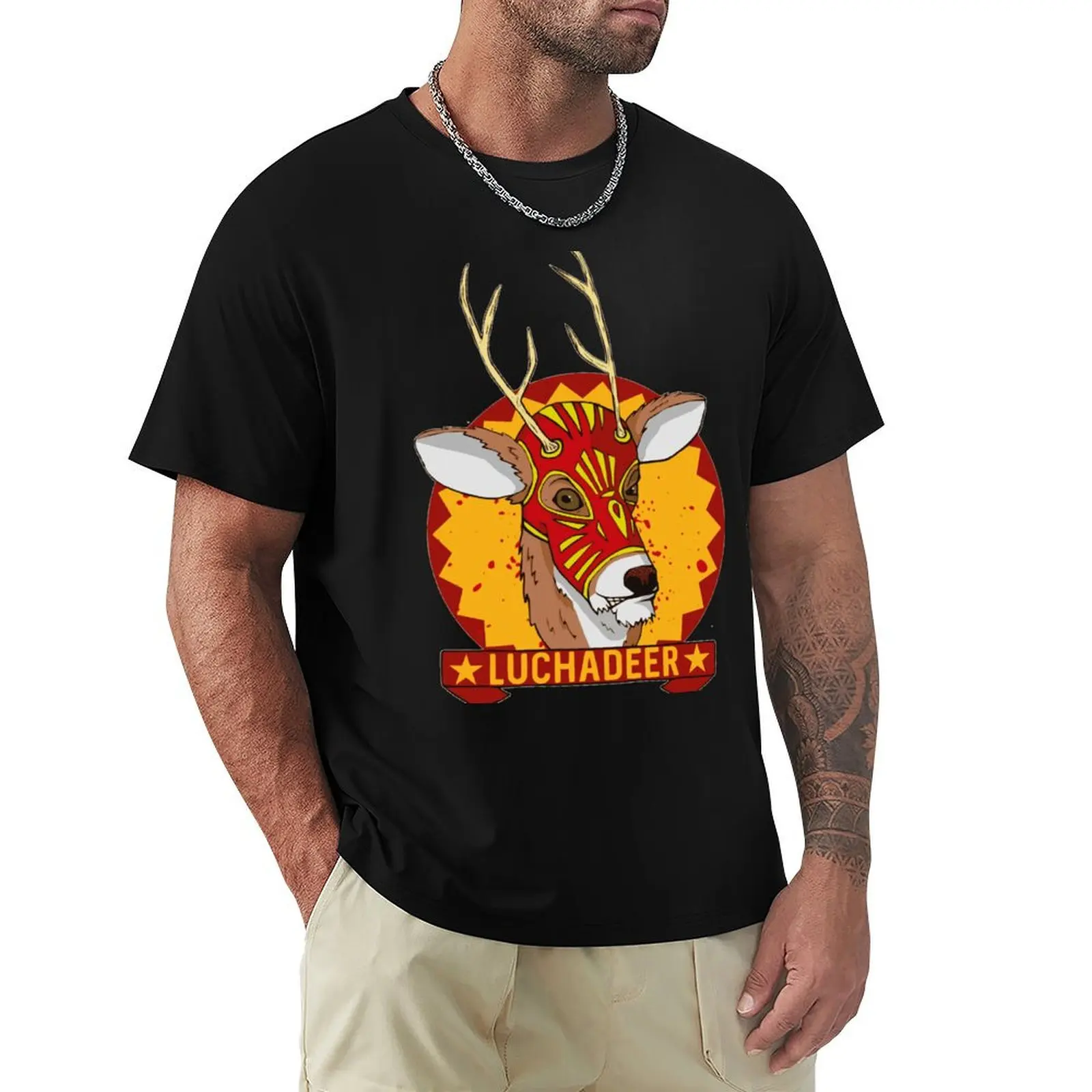 Luchadeer Deer wrestling puns T-Shirt Abstract Pattern Print Top