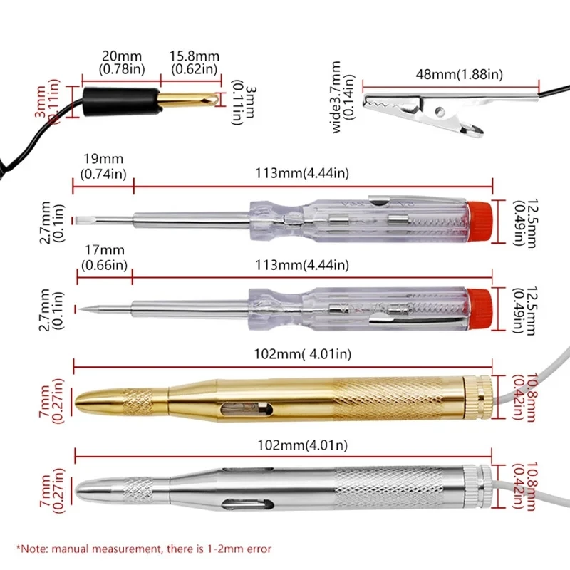 1 stuk Auto Licht Circuit Tester Lamp Spanning DC 6 V 12 V 24 V Koperen Test Pen Detector sonde Licht Systeem Test Probe Lamp