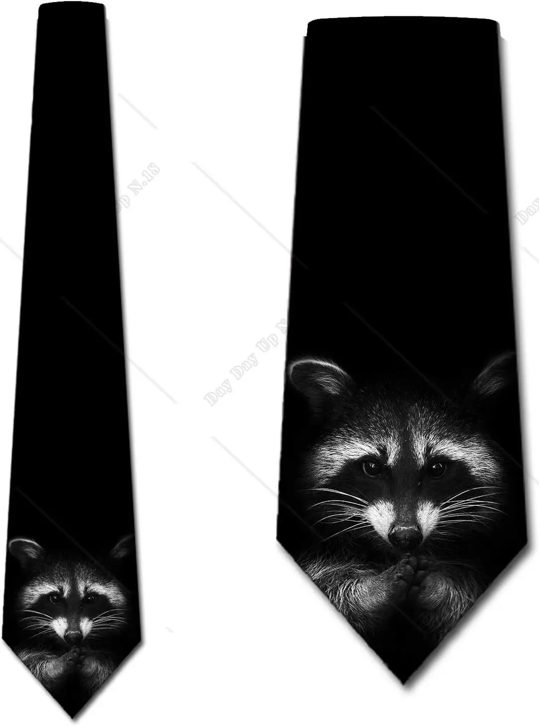 Raccoon Ties Mens Black and White Animal Ties Animal Tie Print One Size for Party Holiday Zoo