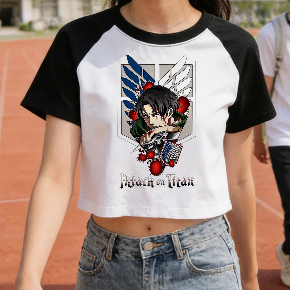 Attack on Titan cropped top female japan cheap clearance sales kawaii tshirt graphic cutecore y2k kawaii summer