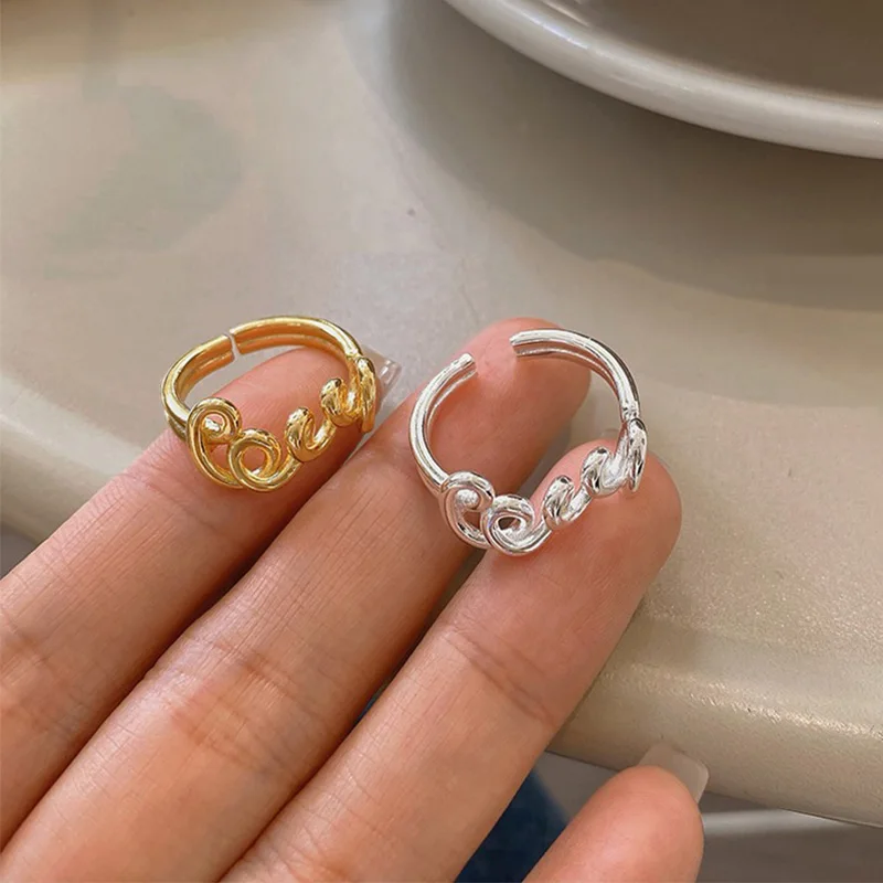 Mewanry Silver Color LOVE Letter Rings For Women Girls Creative Creative Design Fashion Sweet Vintage Elegant Party Jewelry Gift