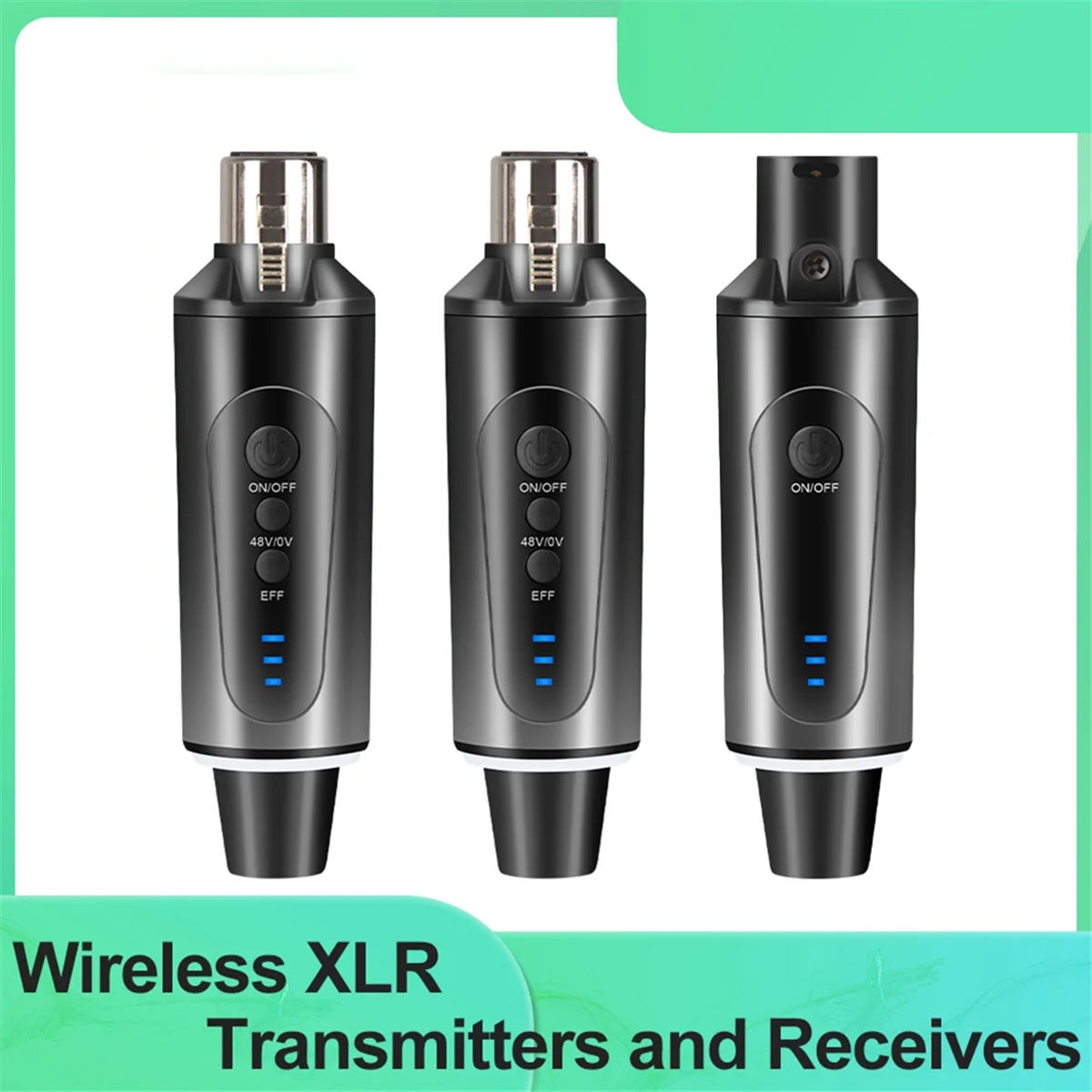3 ชิ้นระบบไมโครโฟนไร้สาย XLR ไมโครโฟนอะแดปเตอร์แปลง 2.4 กิกะเฮิร์ตซ์เครื่องส่งสัญญาณสําหรับคอนเดนเซอร์ไมโครโฟนแบบไดนามิก