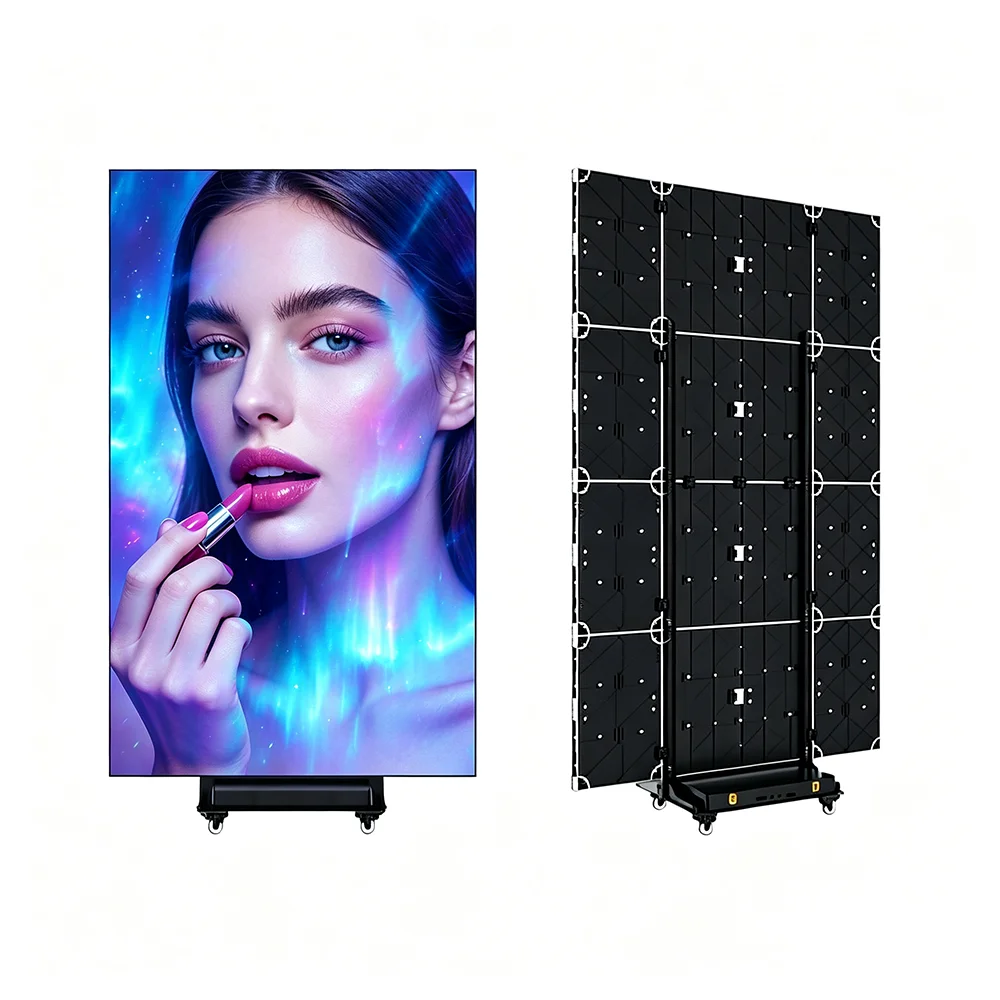 Full Color Trifold Movable Indoor Outdoor Tri Fold LED Poster Screen Foldable LED Poster Display for Advertising