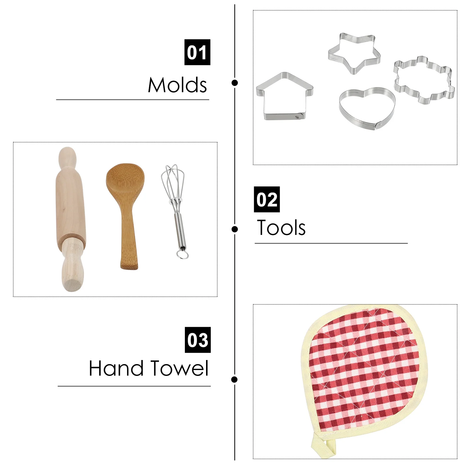 1 Zestaw Dziecięcych Narzędzi do Pieczenia Zestaw Kuchenny Materiał Drewno Interaktywna Edukacyjna Zabawa w Udawanie Ról Szefa Kuchni Przybory do Gotowania dla Dzieci