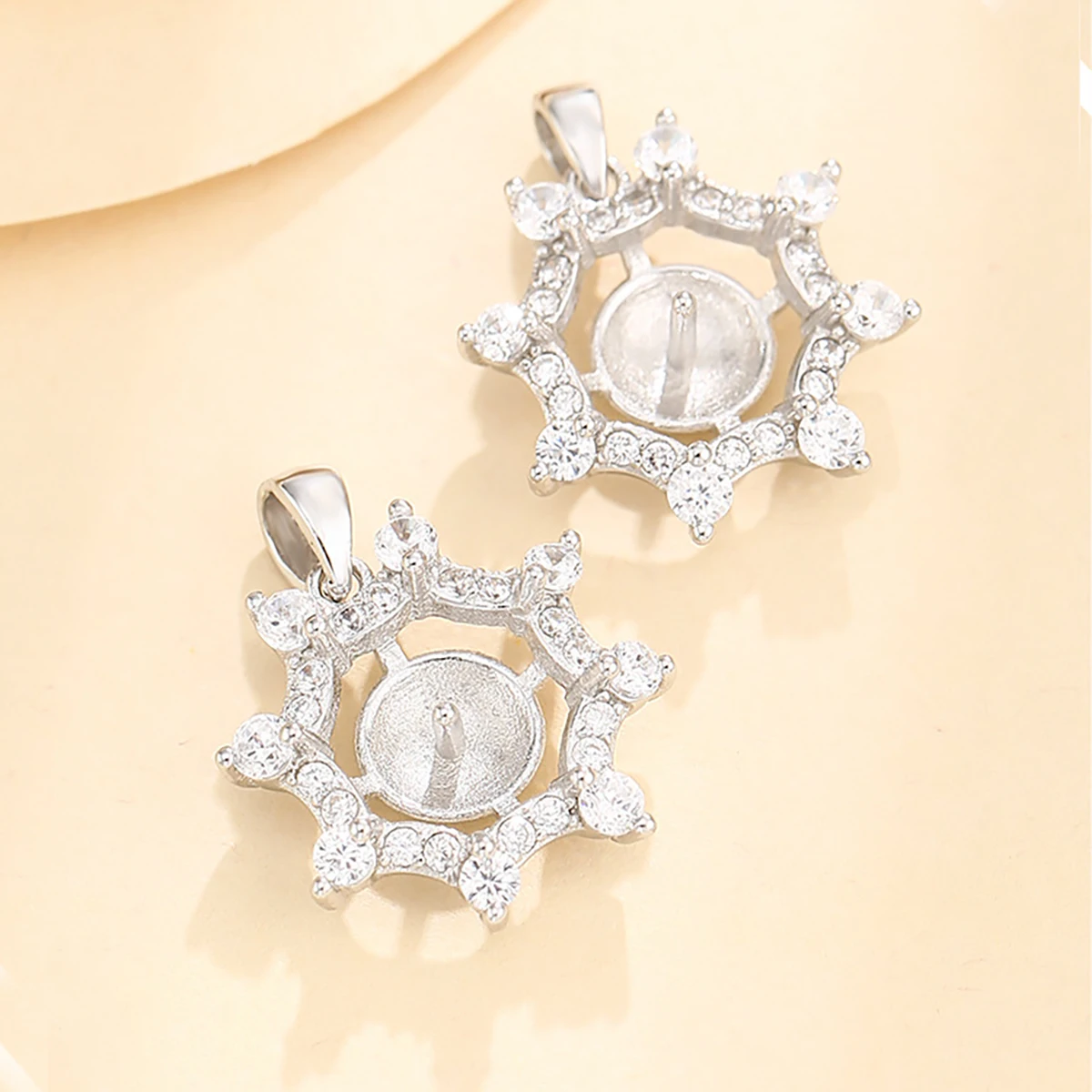 925 Sterling Silver Pendant Base Blank for 7-9mm/8-10mm Round Half Drilled Pearl Setting Handmade Jewelry Making Craft