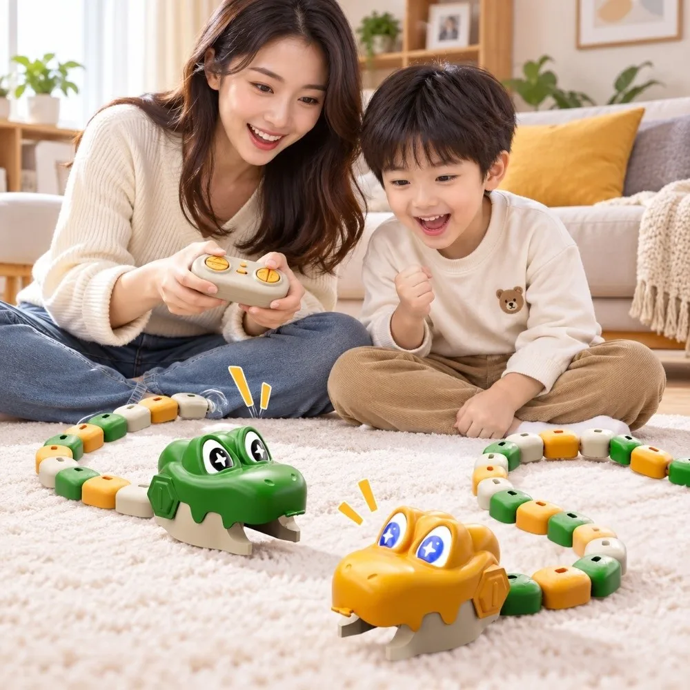 Vehicle Magnetic RC Snake Car Rechargeable Interactive Remote Control Car Desktop Bead Eating Greedy Snake Car Gift