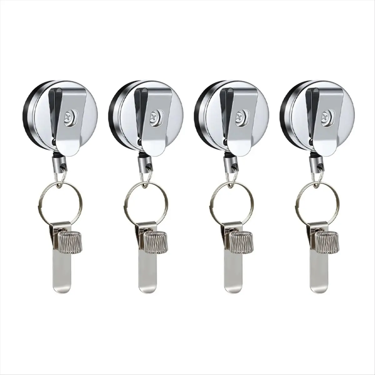 A50U 4pcs Retractable Pull Pen Pencil Holder with Belt Clip Key Ring Universal Lanyard