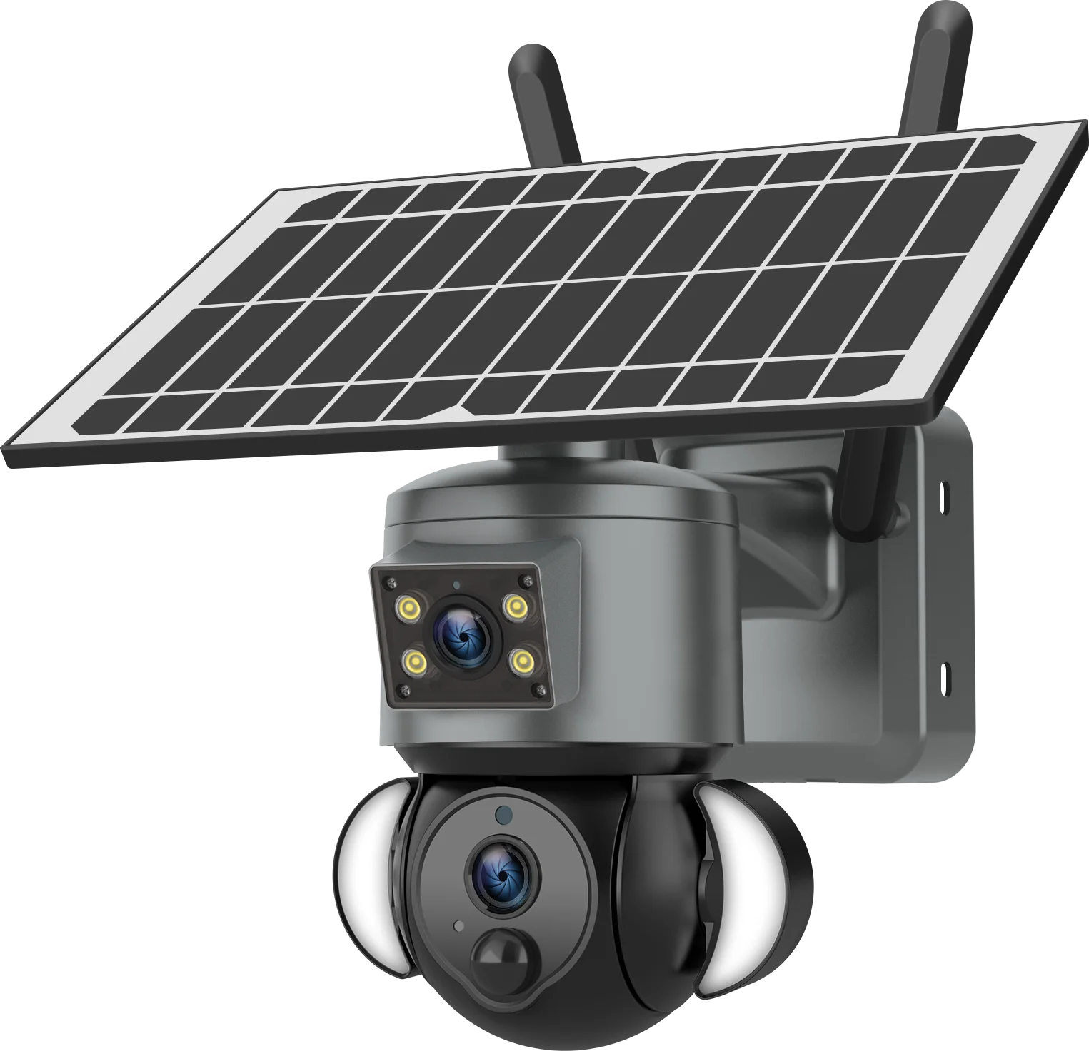 Sectec Panorama IP CCTV 6MP Outdoor Dual Lens Solar Battery Camera Flash Lights Network 4G Sim Card Solar Camera