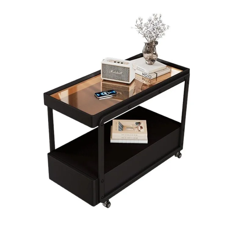 

Movable coffee table small apartment modern simple side cabinet light luxury living room new sofa side cart